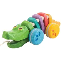 Plantoys Dancing Alligator Push & Pull Toy - Fabrique de maniere durable a partir de sons de clic et de mouvements de danse lorsqu'il est tire (a
