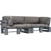 vidaXL Ensemble de canapé d'extérieur 2 pièces palettes avec coussins en pin gris