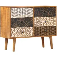 vidaXL Buffet avec motif imprimé 90x30x70 cm Bois de manguier massif