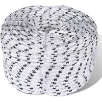 vidaXL Corde de bateau tressée Polyester 8 mm 250 m Blanc