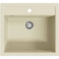vidaXL Évier en granit simple bassin beige