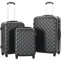 vidaXL Ensemble de trolleys à coque dure 3 pièces noir ABS