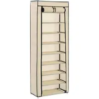 vidaXL Armoire à chaussures avec housse Crème 57x29x162 cm Tissu