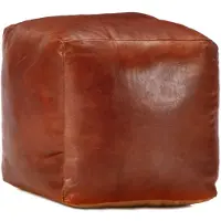 vidaXL Pouf 40 x 40 x 40 cm Brun roux Cuir véritable de chèvre