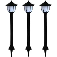 vidaXL Lampes solaires d'extérieur 3 pièces LED noir