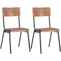vidaXL Chaises de salle à manger 2 pcs. Marron Contreplaqué massif Acier