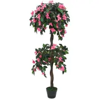 Super Merchant Plante artificielle de Rhododendron avec pot 155cm Vert et rose