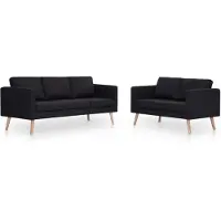vidaXL Ensemble de canapé 2 pcs tissu noir