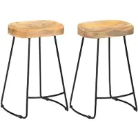 vidaXL Tabouret de bar Gavin 2 pcs. Bois massif de manguier