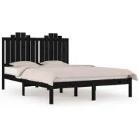 vidaXL Massivholzbett Schwarz Kiefer 140x190 cm
