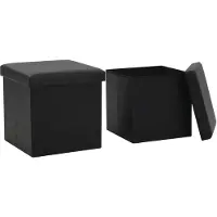 vidaXL Tabourets de rangement pliables lot de 2 noir similicuir