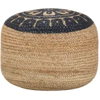 vidaXL Pouf fait à la main Bleu 45 x 30 cm Jute