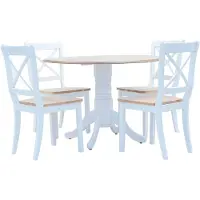Möbelando Ensemble de salle à manger 5 pièces en bois de caoutchouc massif blanc et marron