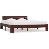 vidaXL Lit en bois massif pin brun foncé 160x200 cm