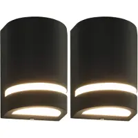 vidaXL Appliques d'extérieur 2 pcs 35 W semi-circulaire noir