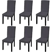 vidaXL Housse de chaise droite extensible 6 pcs anthracite