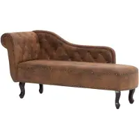 vidaXL Chaise longue marron aspect daim