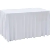 vidaXL Nappes élastiques de table avec jupon 2 pcs 243x76x74cm Blanc