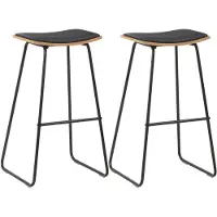 vidaXL Tabouret de bar 2 pcs. noir similicuir