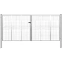 vidaXL Portail de jardin en acier galvanisé 400 x 200 cm argenté