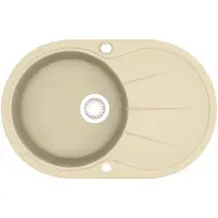 vidaXL Évier en granit simple bassin ovale beige