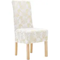 vidaXL Housses extensibles de chaise 6 pcs Blanc avec imprimé doré