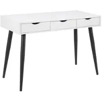 Ebuy24 Nete Bureau avec 3 tiroirs, en pieds en métal, blanc, noir.