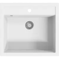 vidaXL Évier en granit simple bassin blanc