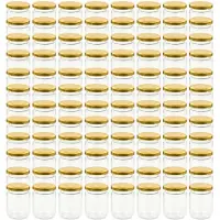 vidaXL Pots à confiture avec couvercle doré 96 pcs Verre 230 ml