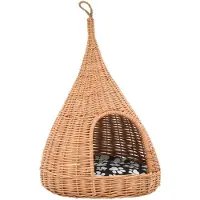 vidaXL Maison pour chats avec coussin 40x60 cm osier naturel Tipi