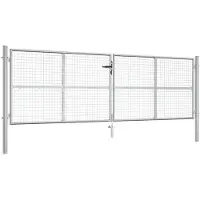 vidaXL Portail de jardin en acier galvanisé 400 x 125 cm argent