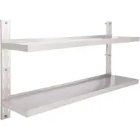 vidaXL Étagère murale à 2 niveaux Acier inoxydable 150x30 cm