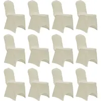 vidaXL Housses élastiques de chaise Crème 12 pcs