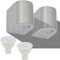 vidaXL Applique murale extérieure LED 2 pcs. Rond vers le bas