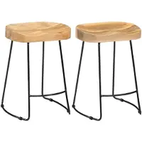vidaXL Tabouret de bar Gavin 2 pcs. Bois massif de manguier