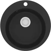 vidaXL Évier en granit simple bassin rond noir