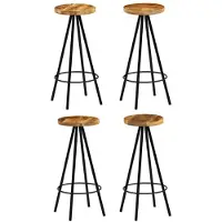 vidaXL Tabouret de bar 4 pcs. Bois massif de manguier