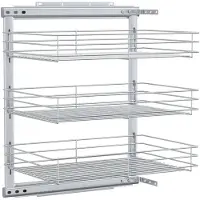 vidaXL Panier de cuisine en fil métallique à 3 niveaux extensible argenté 47x35x56 cm