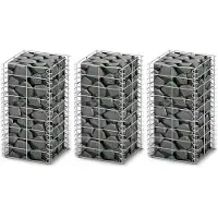 vidaXL Jeu de panier de gabion 3 pcs Fil galvanisé 25x25x50 cm