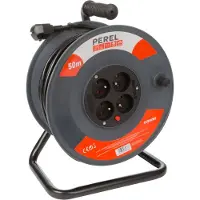Perel Enrouleur de Câble 50 m - 3G1.5 - Broche de Terre