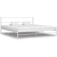 vidaXL Cadre de lit sans matelas et tête de lit blanc métal 160x200 cm