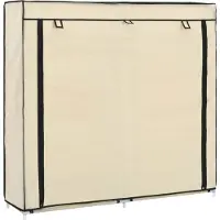 vidaXL Armoire à chaussures avec housse Crème 115x28x110 cm Tissu