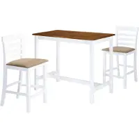 vidaXL Table de bar avec chaises 3 pièces en bois massif brun et blanc