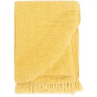 vidaXL Couverture en coton 160 x 210 cm Jaune moutarde