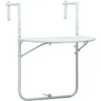vidaXL Table de balcon suspendue blanc 60x64x83,5 cm plastique aspect rotin