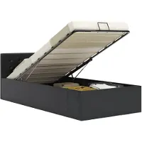 vidaXL Cadre de lit à rangement hydraulique Noir Similicuir 100x200 cm