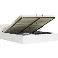vidaXL - Cadre de lit - hydraulique - simili-cuir - blanc - 160x200 - cm