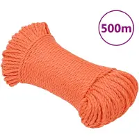 vidaXL Corde de travail Orange 3 mm 500 m Polypropylène