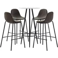 vidaXL Ensemble de bar 5 pièces tissu gris foncé