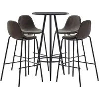 vidaXL Ensemble de bar 5 pièces tissu gris foncé